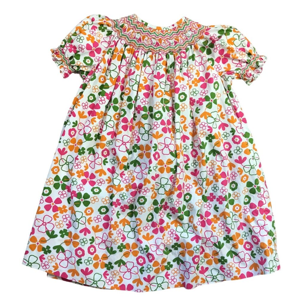 Strasburg Floral Smocked‎ Bishop Dress Girls 24M Multi Color 100% Cotton FLAW